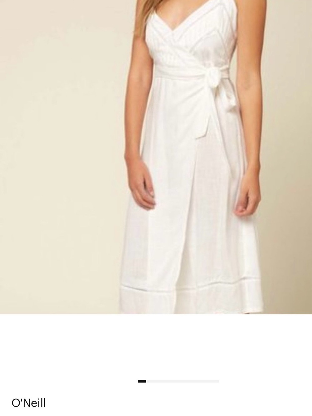 O'Neill White Sleeveless Wrap Midi Dress 100% cotton